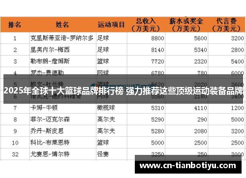 2025年全球十大篮球品牌排行榜 强力推荐这些顶级运动装备品牌