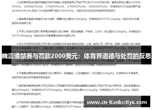 魏震遭禁赛与罚款2000美元：体育界道德与处罚的反思